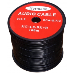 Przewód głośnikowy, kabel CCA OFC czarno-czerwony 2x4,0mm 100m